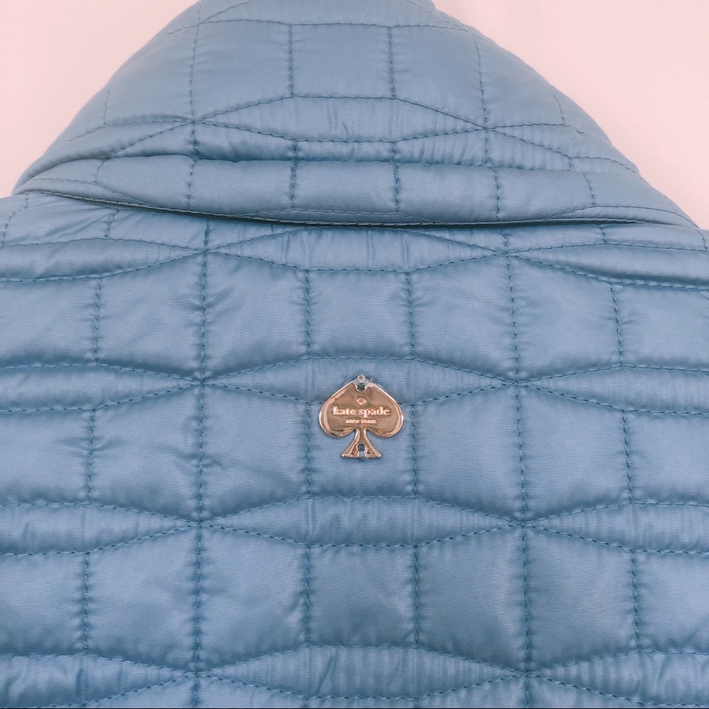 Kate Spade ♠️ Blue Quilted Packable Hood Jacket - Picture 5 of 8